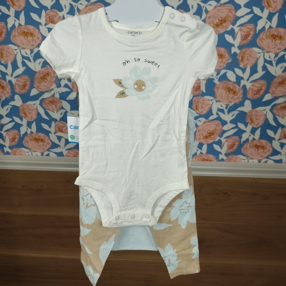 Carter's Girls 3 Piece "Oh so Sweet" Bodysuit Pant Set - Picture 6 of 10